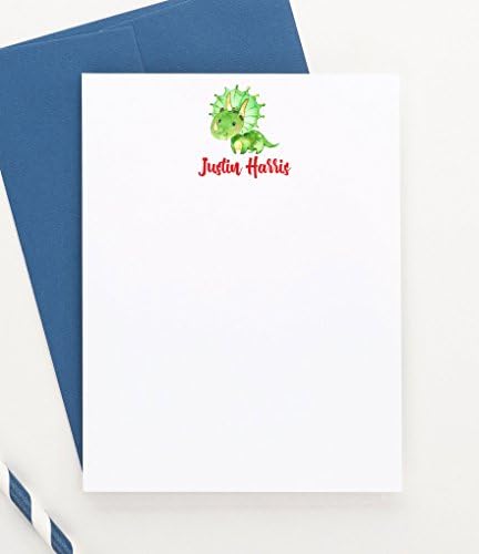 Dinosaur Personalized Note Cards for boys, Boys Personalized Stationery for boys, Dinosaur thank you card, Your choice of Colors and Quantity