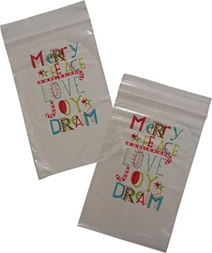Christmas snack bags, zipper seal, mini 3.8" x 5.75" with Holiday designs, pack of 40 bags