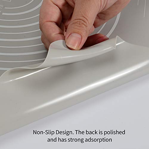Silicone Pastry Mat Non-Slip with Measurements for Silicon Baking Mats, Non-Stick Dough Rolling Mat, Kneading Bread/Placemat/Fondant/Sugarcraft/Pie Crust Sheet by Sapid,15.7''×19.7''(Gray)