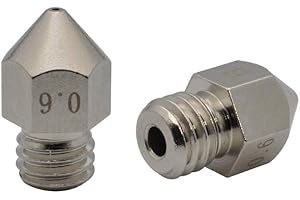 POLISI3D 2pcs MK8 Plated Wear Resistant Brass Nozzle 0.6mm Compatible with 1.75mm Makerbot MK8 extruder, Creality CR10, Ender 3 Pro Tevo Tornado 3D Printer (2X 0.6mm)