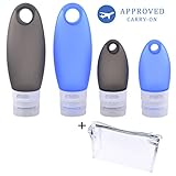 BIAL HO Portable Travel Bottles FDA Certificated Silicone Leak proof Travel Containers (3.3oz2+1.25oz2)