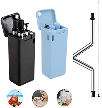 Reusable Metal Straws with Case;Stainless Steel Straws, Foldable Straws;Reduce Plastic Straw use and Ocean Pollution,while saving you money as you enjoy all your drinks:Buy on Sale:2 Pack