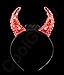 LED Clear Crystal Devil Horn Headband - Light Up Headband Halloween Costume Accessory - Red