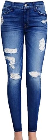 Aprilley Women's Casual Broken Hole Trousers Jeans Denim Pants As picture S