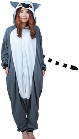 Grey lemuroid Pajamas Unisex Adult Animal Cosplay Costume Onesies One-Piece Gift For Valentine M