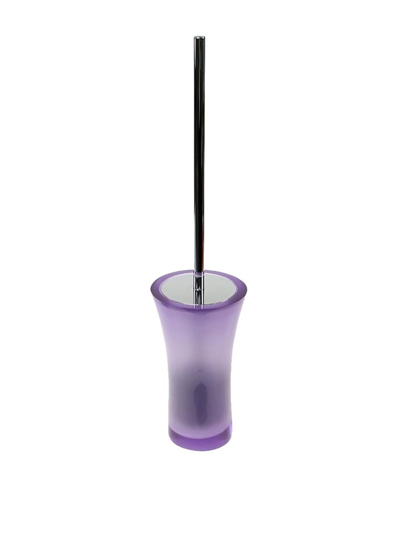 Gedy by Nameek's Gedy Flaca Aucuba Brush Holder, 2" L x 4.25" W, Transparent, Thermoplastic Resin, Steel, Purple, 4.25" x 4.25" x 19.11"