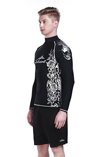 image for MZ Garment Mens Rash Guard UV Sun Protection Basic Skins Long Sleeve C