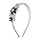 Lux Accessories SilverTone Crystal Rhinestone Black Glitter Flower Coil Headband