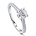 BERRICLE Sterling Silver Solitaire Wedding Engagement Rings 1 Carat Round Cubic Zirconia CZ Promise Ring for Women, Rhodium Plated Size 4-10