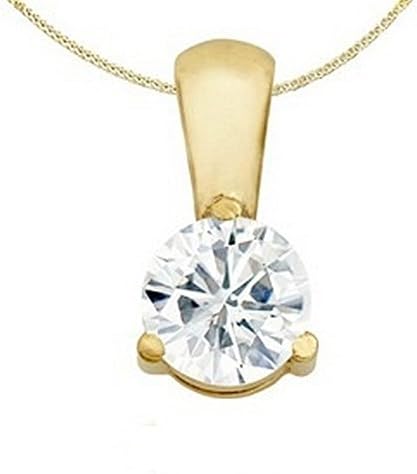 1/2 Carat 3 Prong Solitaire Basket Diamond Pendant Necklace 14K Yellow Gold (J, SI1, 0.5 ctw)