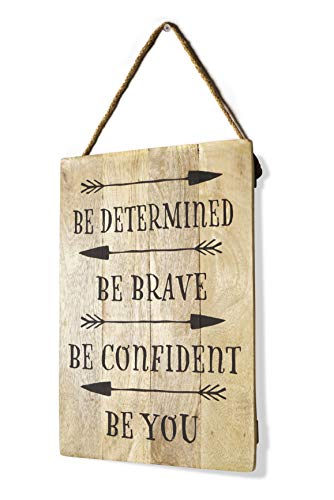 GoCraft Decorative Wooden Wall Signs | 12" X 8" Vintage Hanging Rope Plaque with Quotes Sayings (Be You) [CC0221-MI]