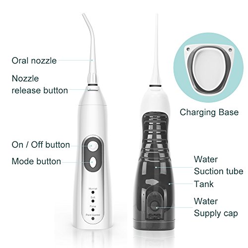 TENKER Cordless Water Flosser with 4 Jet Tips, Rechargeable Oral Irrigator 4-Mode High Capacity Water Tank Portable Dental Irrigator for Home Travel - Thumbnail 2