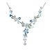 Glamorousky Blue Flower and Tiny Butterfly Necklace with Blue Austrian Element Crystals