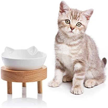 Jemirry Cat Food Bowls, Raised Cat Bowls for Food and Water, Ceramic Cat Dishes for Cat and Little Dogs, Stress Free, Backflow Prevention