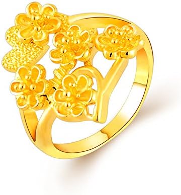 YLR 24K Gold Plated Women Fashion Jewelry Plum Blossom Finger Ring (6)