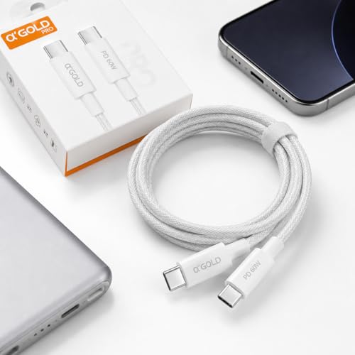 Cabo Tipo-C para Tipo-C 2 Metros 60W Turbo PD Nylon Trançado Reforçado, Carregamento Rápido e Transferência de Dados, Compatível com iPhone 15/16, Samsung, Xiaomi, Motorola, iPad, Notebook e Android