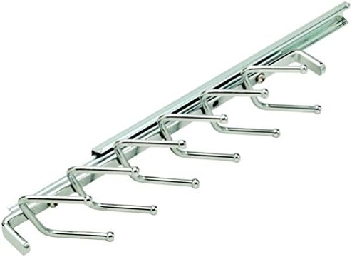 Tie Rack with Slide, 12 Hook, 11 with 5 3/4 extension slide, Chrome-plated