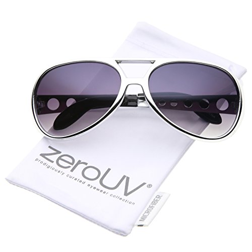 zeroUV - Large Elvis King Of Rock & Roll Aviator Sunglasses 63mm (Silver/Lavender)