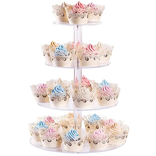 Cupcake Stand, 4-Tier Round Acrylic Cupcake Display