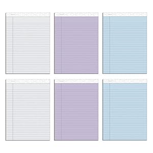 TOPS Prism+ Writing Pads, 8-1/2″ x 11-3/4″, Assorted Colors 2 Each: Gray, Orchid, Blue, Legal Rule, 50 Sheets, Perforated Pages, 6 Pack (63116)