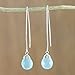NOVICA Artisan Handmade Chalcedony Dangle Earrings .925 Sterling Silver White Thailand 'Sublime'