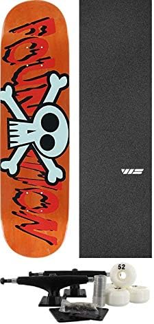 Foundation Skateboards Crossbones Assorted Colors Skateboard Deck - 8" x 31" with Components - Bundle of 7 Items