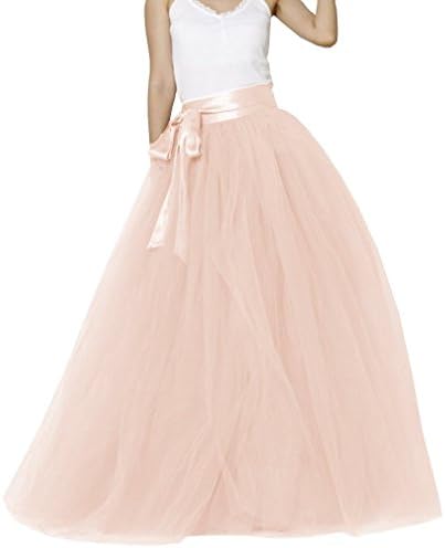Lisong Women Floor Length Bowknot Tulle Party Evening Skirt