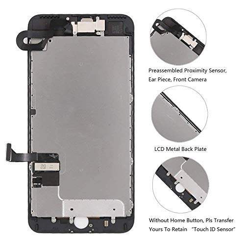 Compatible with iPhone 7plus Screen Replacement (White 5.5''),LCD Display & Touch Screen Digitizer Frame Assembly Set with Free Repair Tool (Front Camera+Sensor Flex+Speaker+Screen Protector)