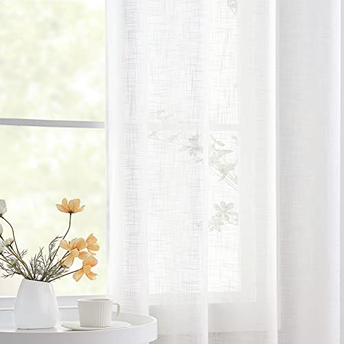 Semi Sheer White Curtains 95"Linen Look Window Panels for Living Room 2pcs at Amazon