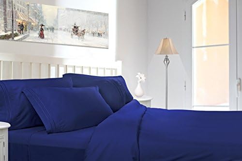 Egyptian Comfort 1800 Count 4 Piece Deep Pocket Bed Sheet King 4pc Set (Royal Blue)
