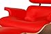 Eames Style Lounge Chair & Ottoman Reproduction Replica Premium Italian Leather Red/Walnut