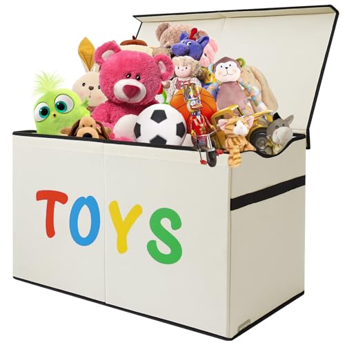 VICTORICH Large Toy Box Chest with Lid, Collapsible Sturdy Toy Storage ...