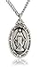 Men's Oval Sterling Silver Miraculous Medal + 24 Inch Rhodium Plated Chain & Clasp