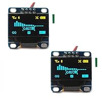 DIYmall 0.96" 0.96inch Blue/White/Yellow and Blue I2C IIC Serial 128X64 OLED LCD Display Module for Arduino (Pack of 2pcs) (Yellow and Blue)