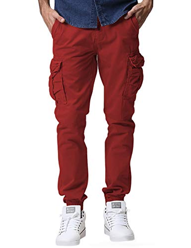 Match Men's Regular Fit Chino Jogger Cargo Pant (38W x 33L, 6539 Red)