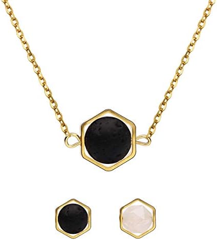 Lava Stone Bead Essential Oil Diffuser Necklace Pendant with Adjustable Chain Aromatherapy Jewelry for Women(Lava bead)