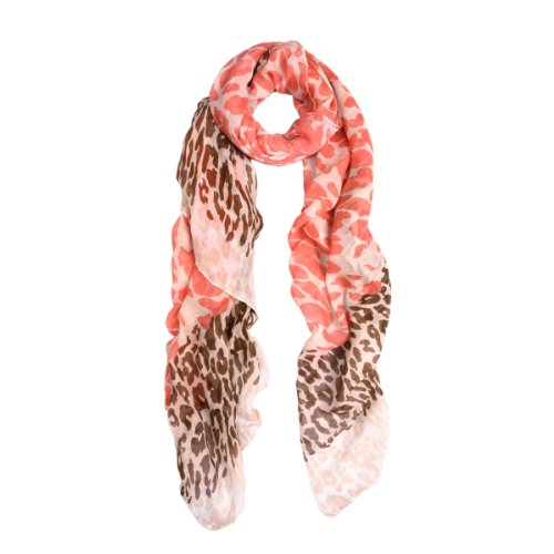 Premium Spot Leopard Multi Tone Animal Print Scarf, Orange