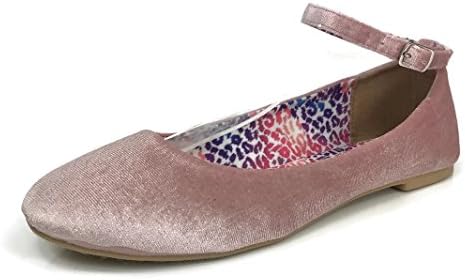 Emma Abigail Ankle Strap Ballet Flat Slip On Shoes, Blush Velvet, 8