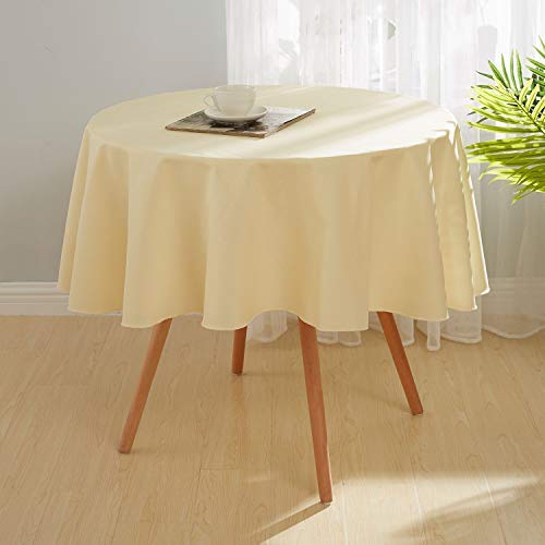 Deconovo High Density Oxford Fabric Round Table Cloth Wipe Clean Tablecloth Water Resistant Tablecloths for Painting Beige Round 130cm(51in)