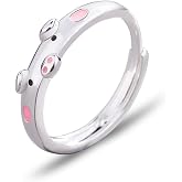 QIAN0813 Creative Cute Pink Red Pig Rings Popular Lucky Piggy Animal Couple Adjustable Open Ring for Women Jewelry