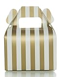 Favor Candy Boxes Small Gable Gift Boxes, Gold Stripe (12 Pack) - Treat Box Wedding Favor Boxes, Candy Box Party Favors