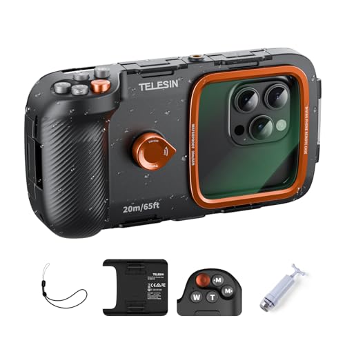 TELESIN Diving Waterproof Underwater Phone Case, Underwater Photography Universal Waterproof Case & Grip for iPhone/Android/Samsung Galaxy and More Mobile Phones (Black)