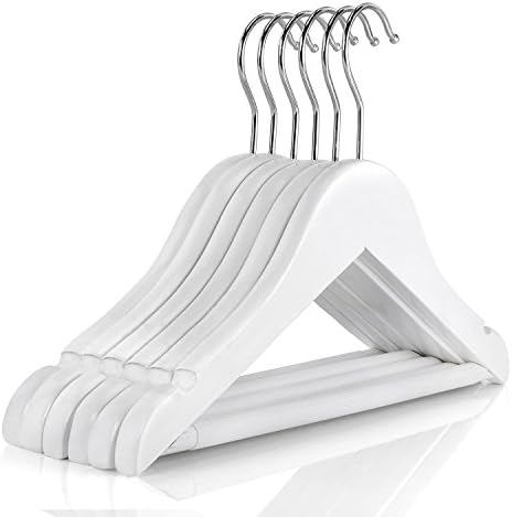 EAZILIFE Children's Wooden 30cm Non Slip Trouser Bar Coat Clothes Hangers for Baby & Toddler, Pack of 10, White