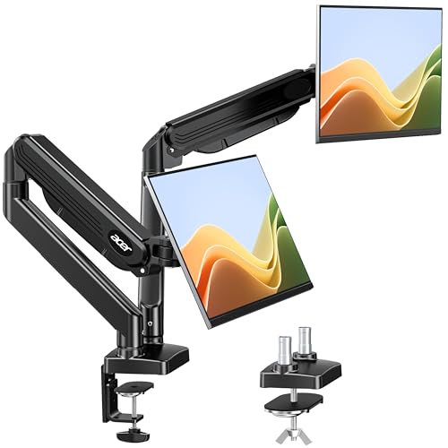 acer Dual-Monitor Halterung, 2 Monitorarm Ständer für 17-32 Zoll-Bildschirme, Ergonomischer Gasfederarmständer Hält 2~9 kg mit Kabelmanagement, Neigbar, Schwenk