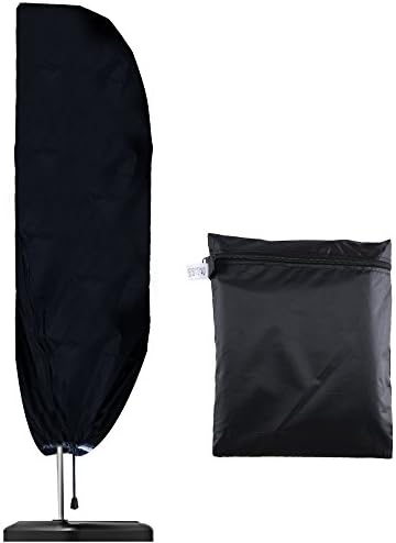 Anpatio Outdoor Patio Offset Umbrella Cover with Zipper Adjustable Drawstring Waterproof UV Resistance 104.3" x 15.7" Black for Garden Pool Table Banana Cantilever Side Mount Solar Umbrellas
