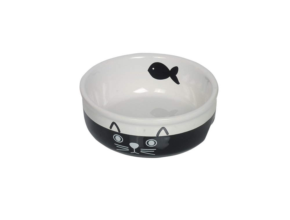 Nobby Face Cat Ceramic Bowl Diameter 13.5 x 5 cm Black/White