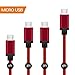 Micro USB Cable, Benicabe (4-Pack,1Ft+2x3Ft+6Ft) Nylon Braided Sync and Fast Charging Cord for Samsung Galaxy S7 Edge/ S7 S6 Note 5, Nexus, Android Charger and More (Molten Lava)