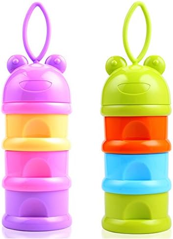 SKK Baby Formula Dispenser BPA Free Non-Spill Stackable Travel Snack Container 3 Compartments