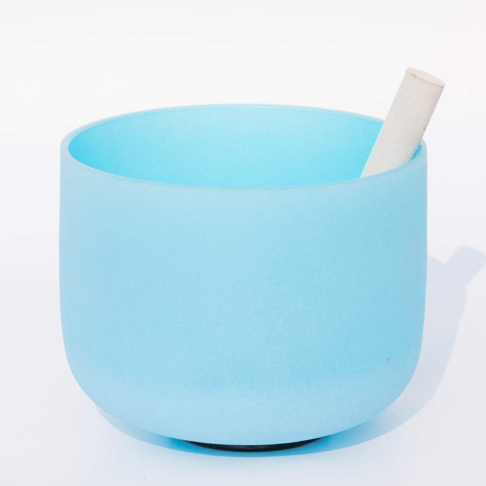 432HZ 8 Inch G Note Throat Color Inside Blue Chakra Quartz Crystal Singing Bowl Musical Instruments