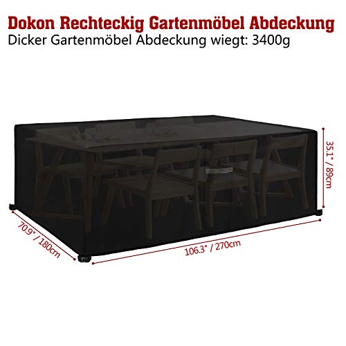 Dokon Gartenmöbel Abdeckung mit Belüftungsöffnungen, Wasserdicht, Winddicht, UV-Beständiges, Schwerlast 600D Oxford… – Bild 3